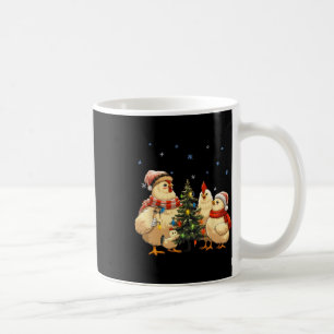 Taza De Café Navidades de pollo iluminan granja animal Graciosa