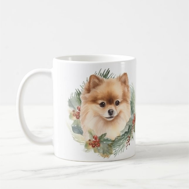 Taza De Café Navidades de Pomerania Usaban elogios festivos (Izquierda)