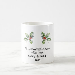Taza De Café Navidades de primera clase personalizados casados