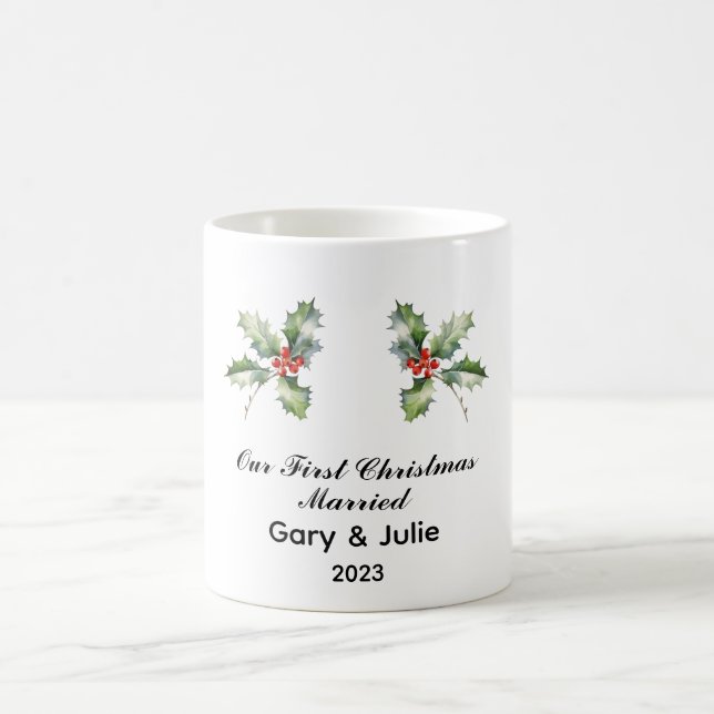 Taza De Café Navidades de primera clase personalizados casados  (Centro)