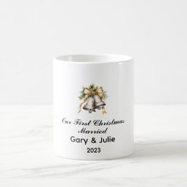 Taza De Café Navidades de primera clase personalizados casados