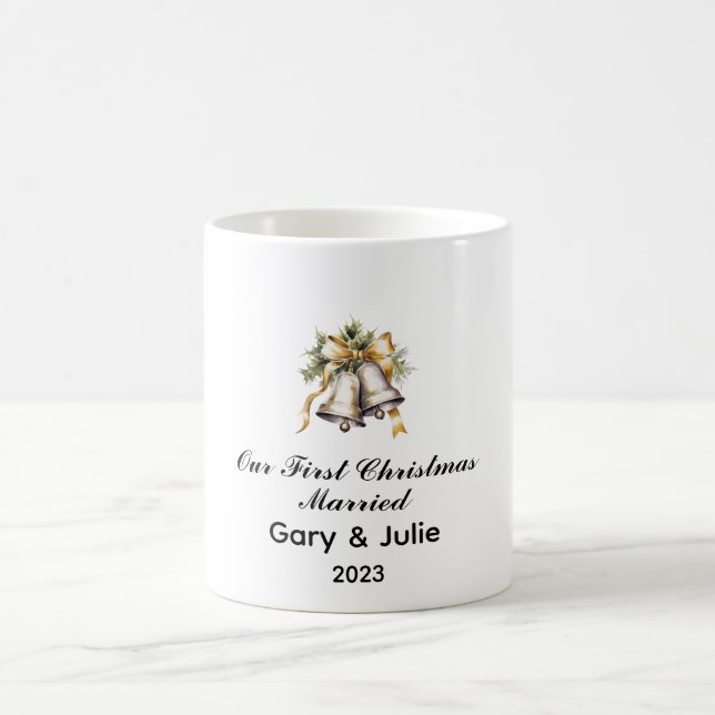 Taza De Café Navidades de primera clase personalizados casados  (Centro)
