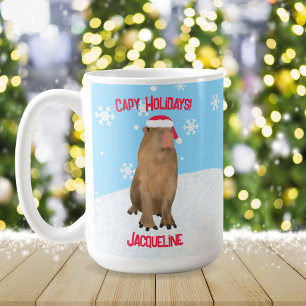 Taza De Café Navidades De Pun De Cute Capybara Capy Holidays