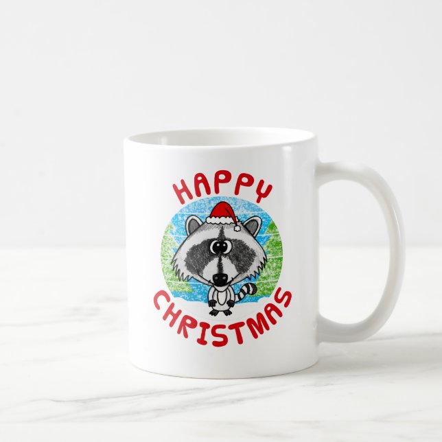 Taza De Café Navidades de Raccoon Animales Naturaleza Natural N (Derecha)