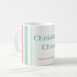 Taza De Café Navidades de rayas de menta rosa