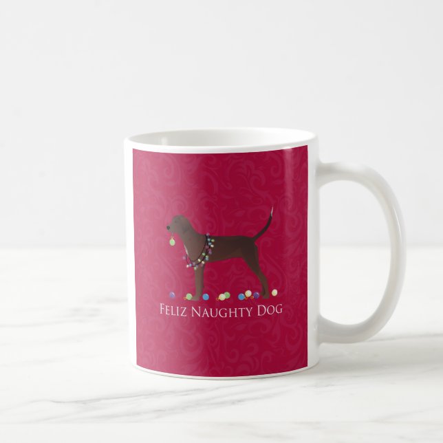 Taza De Café Navidades de Redbone Coonhound (Derecha)