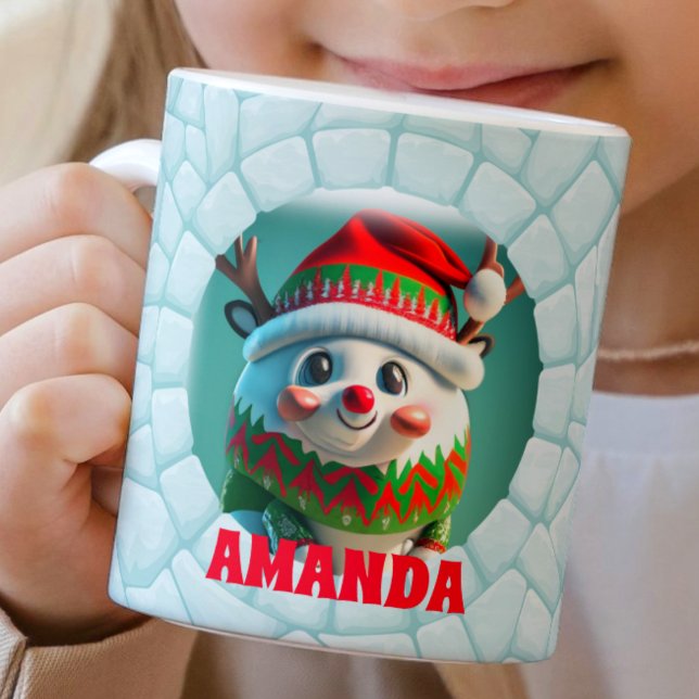 Taza De Café navidades de renos 3D Niños Personalizados Chocola (Subido por el creador)