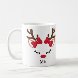 Taza De Café Navidades de renos Chicas de vacas rojas