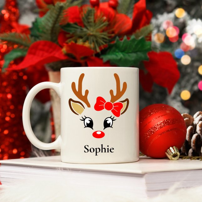 Taza De Café Navidades de renos Chicas personalizados (Subido por el creador)