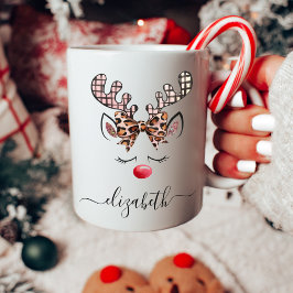 Taza De Café Navidades de renos de Chica lindo