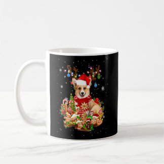 Taza De Café Navidades de renos de Corgi alumbran Santa Navidad