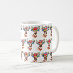 Taza De Café Navidades de renos de flores de Paterna