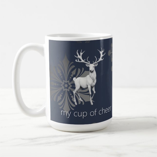 Taza De Café Navidades de renos de marfil | Azul (Izquierda)