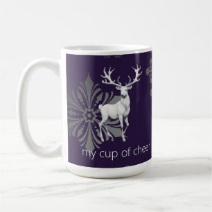 Taza De Café Navidades de renos de marfil   Morado