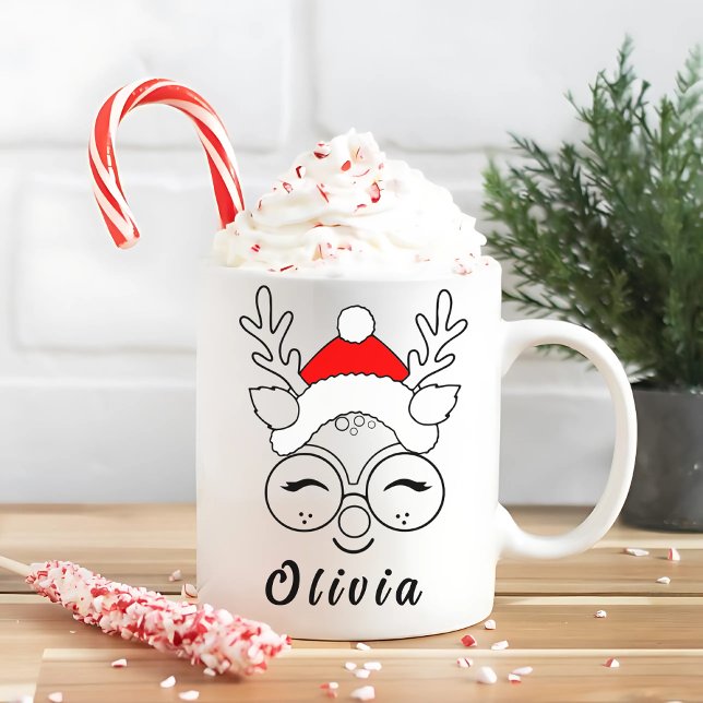 Taza De Café Navidades de renos de Navidades personalizados (Subido por el creador)