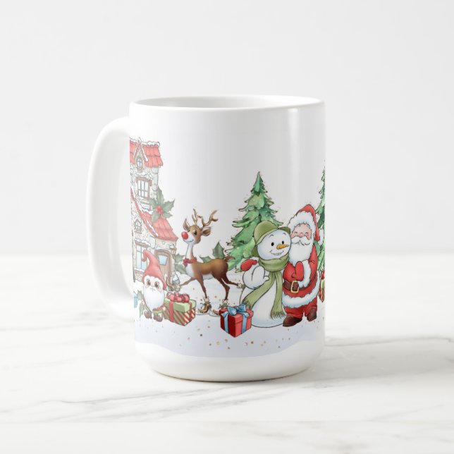 Taza De Café Navidades de renos de Santa Snowman (Anverso izquierdo)