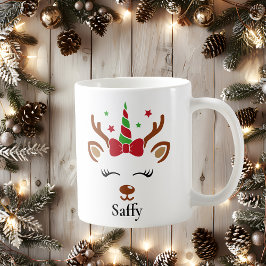 Taza De Café Navidades de renos de unicornio