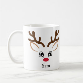 Taza De Café Navidades de renos faciales adorables personalizad