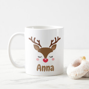 Taza De Café Navidades de renos lindos y personalizados 