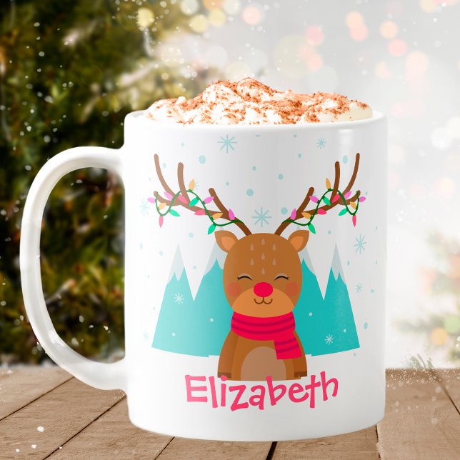 Taza De Café Navidades de renos maleducados para niños (Personalized Christmas Mug)