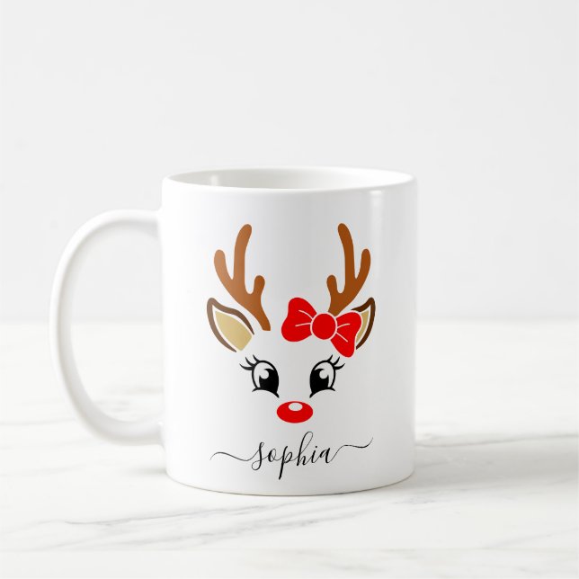 Taza De Café Navidades de renos personalizados (Izquierda)