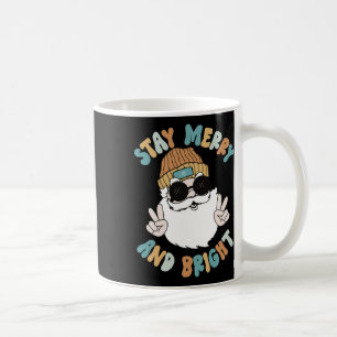 Taza De Café Navidades de Retro Groovy Merry Stay Bright Santa