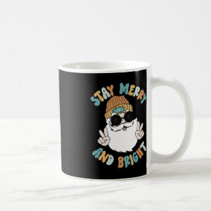 Taza De Café Navidades de Retro Groovy Merry Stay Bright Santa 