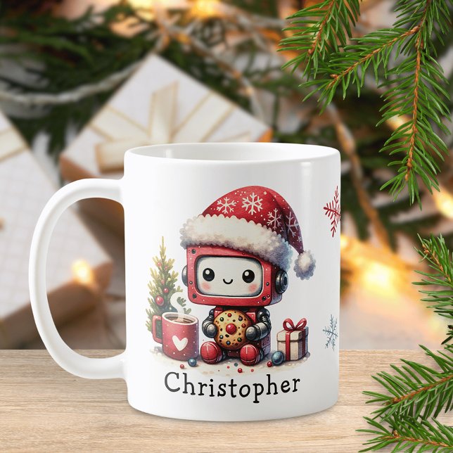 Taza De Café Navidades de Robot Cute Vacaciones de Invierno Per (Subido por el creador)