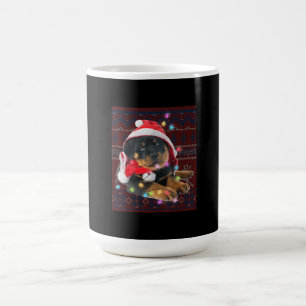 Taza De Café Navidades de Rottweiler alumbran a un amante del p