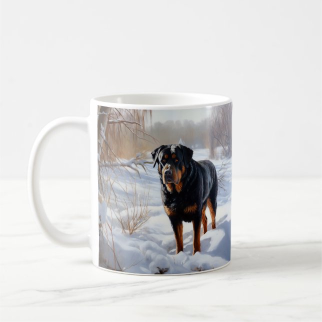 Taza De Café Navidades de Rottweiler Let It Snow (Izquierda)