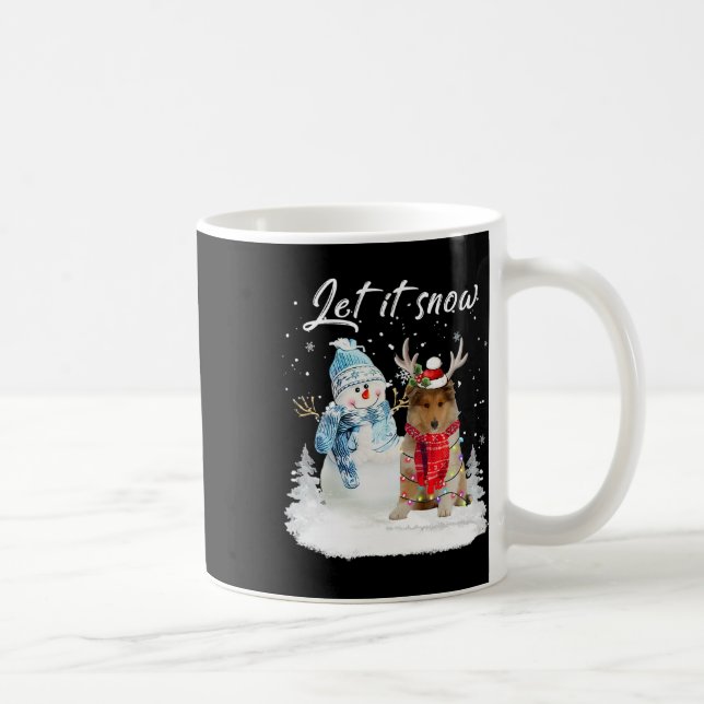 Taza De Café Navidades de Rough Collie Santa Dog Snowman Navida (Derecha)