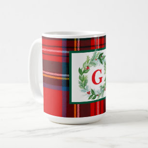 Taza De Café Navidades de Royal Stewart Plaid MONOGRAM