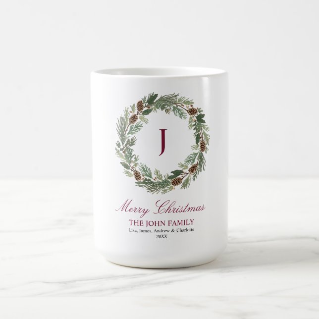 Taza De Café Navidades de Rustic Pine Wreath (Centro)