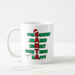 Taza De Café Navidades de Santa Acrótica Festividad Cheer Mer