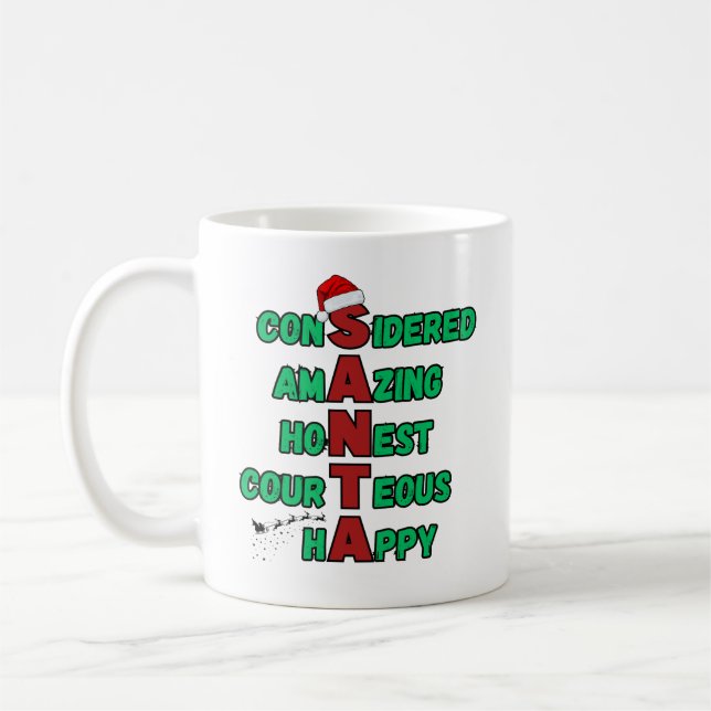 Taza De Café Navidades de Santa Acrótica Festividad Cheer Mer (Izquierda)