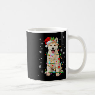 Taza De Café Navidades de Santa Akita iluminan a hombres amante