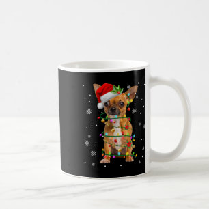 Taza De Café Navidades de Santa Chihuahua iluminan a perro de N