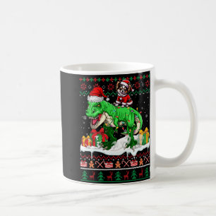 Taza De Café Navidades de Santa Chihuahua Riding T-rex Sweater 