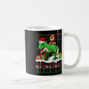 Taza De Café Navidades de Santa Chow Riding T-rex Sweater Lov