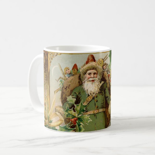 Taza De Café Navidades de Santa Claus Bellas Artes Antiguas (Anverso izquierdo)