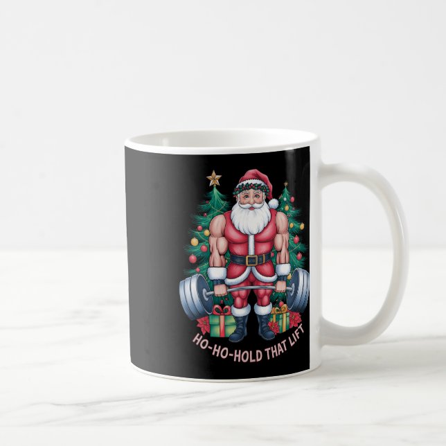 Taza De Café Navidades de Santa Claus Gym Workout Ho-ho sostien (Derecha)