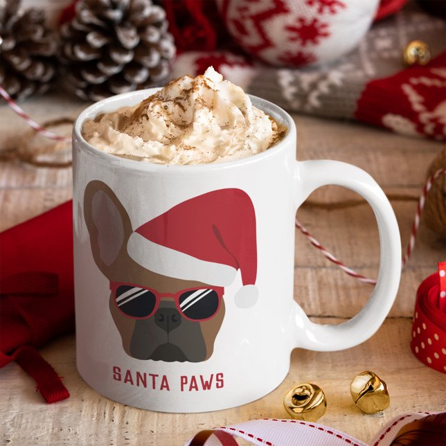 Taza De Café Navidades de Santa Paws Bulldog francés Red Fawn (Subido por el creador)