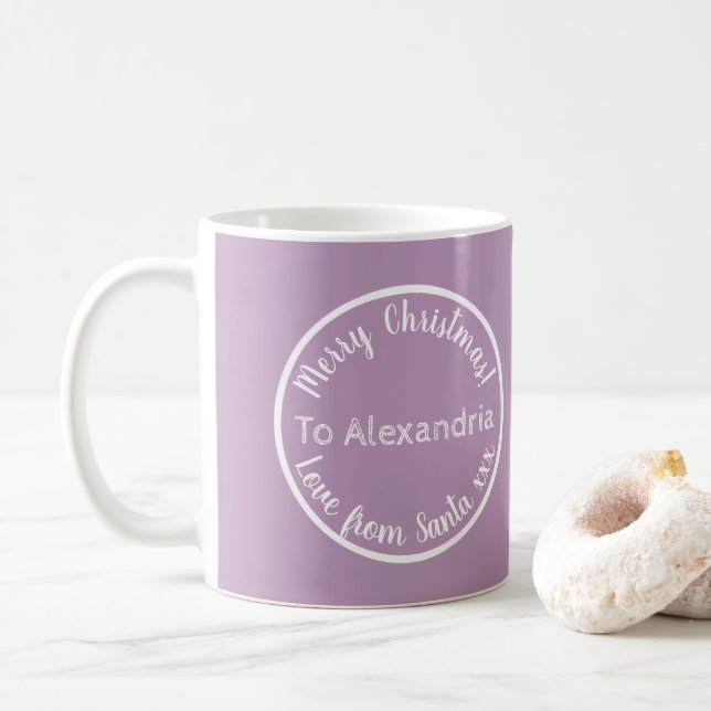 Taza De Café Navidades De Santa Personalizada Purple Lilac (Con donut)