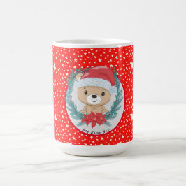 Taza De Café Navidades de Santa Teddy Bear Estrella Roja y Blan