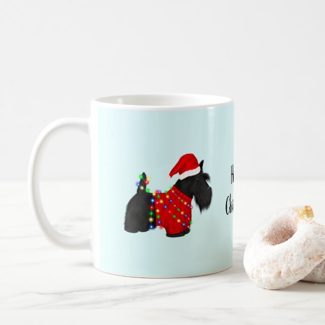 Taza De Café Navidades de Scottish Terrier (Perro escocés) (Con donut)