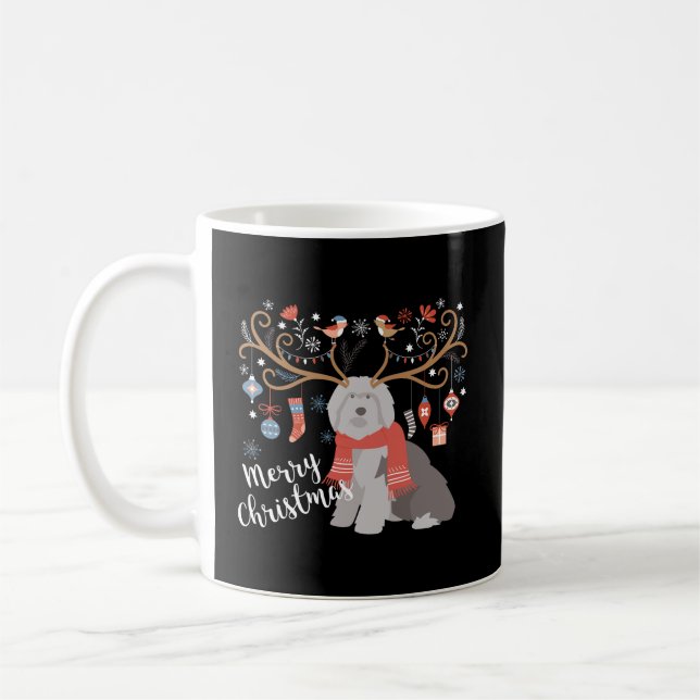 Taza De Café Navidades de Sheepdog ingleses viejos (Izquierda)