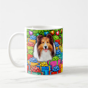 Taza De Café Navidades de Sheltie - Regalos abiertos