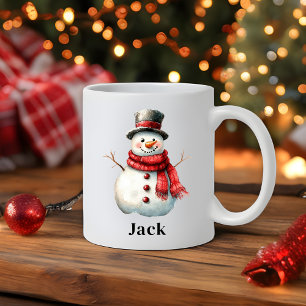 Taza De Café Navidades de Snowman, el bufón rojo festivo