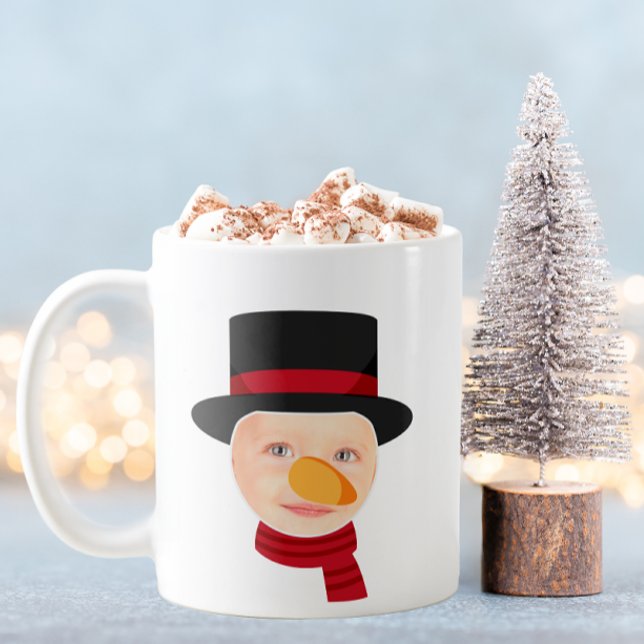 Taza De Café Navidades de Snowman Face Mug (Snowman Photo Mug)