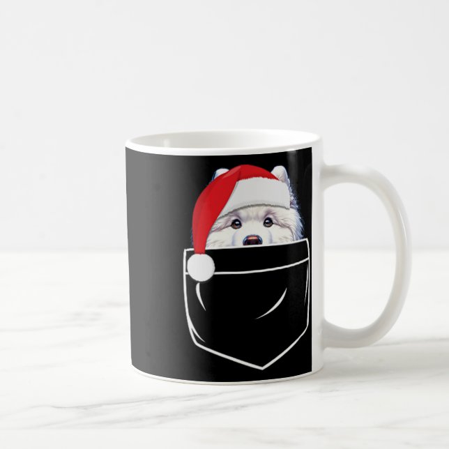 Taza De Café Navidades de Sombrero de Perro Samoyed publicaron  (Derecha)